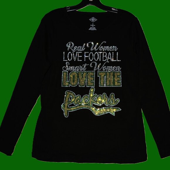 Packers   Real Women Love Football rhinestone bling long sleeve shirt XS S… - Picture 4 of 8
